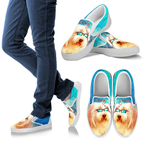 Old English Sheepdog Print Slip Ons For Women