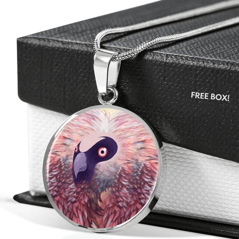 Bearded Vulture Bird Art Print Circle Pendant Luxury Necklace
