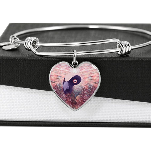Bearded Vulture Bird Art Print Heart Pendant Luxury Bangle