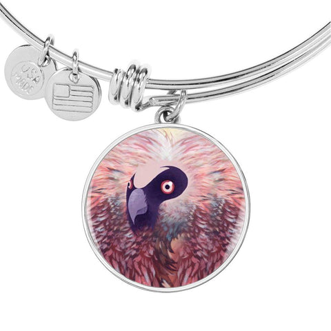 Bearded Vulture Bird Art Print Circle Pendant Luxury Bangle