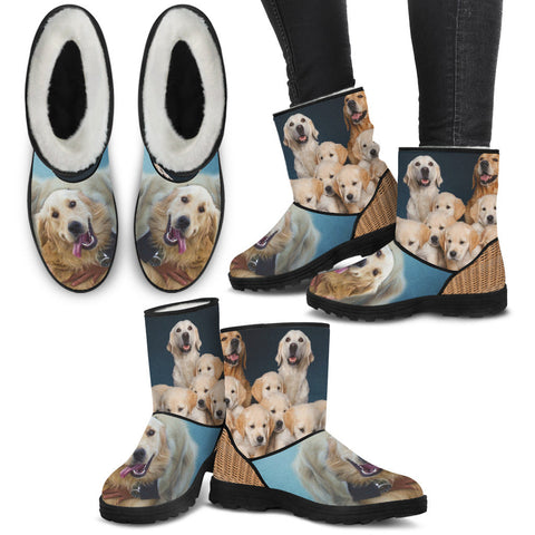 Golden Retriever Print Faux Fur Boots For Women