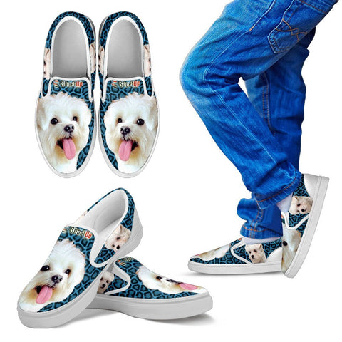 Cute Maltese PrintKid's Slip Ons