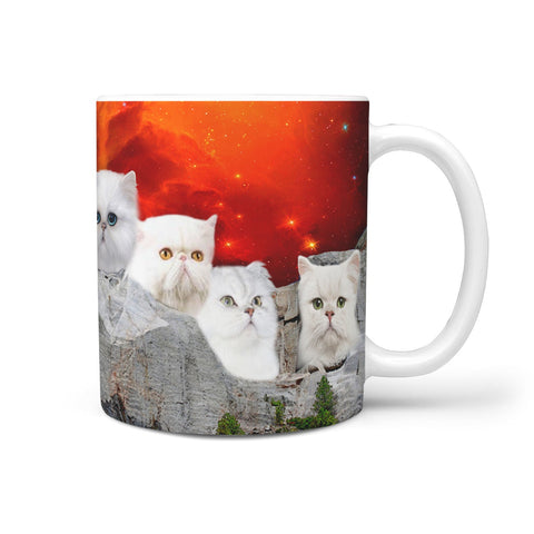 White Persian Cat Mount Rushmore Print 360 Mug