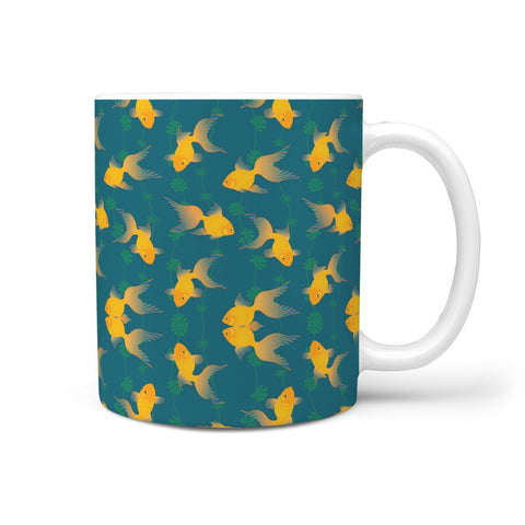 Yellow Fish Print 360 White Mug