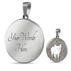 Cute Middle White Pig Print Circle Pendant Luxury Necklace