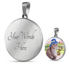 Scottish Fold Cat Print Circle Pendant Luxury Necklace