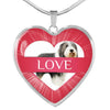 Bearded Collie Print Heart Pendant Luxury Necklace