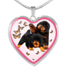 Tibetan Mastiff Dog Print Heart Pendant Luxury Necklace