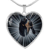 Bluetick Coonhound Dog Print Heart Pendant Luxury Necklace