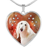 Afghan Hound Print Heart Pendant Luxury Necklace
