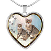 Savannah Cat Print Heart Charm Necklaces