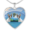 Cornish Rex Cat Print Heart Pendant Luxury Necklace