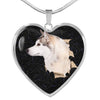 Siberian Husky Dog 3D Print Heart Charm Necklaces