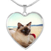 Balinese Cat Print Heart Pendant Luxury Necklace