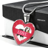 Bearded Collie Print Heart Pendant Luxury Necklace
