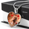Bordeaux Mastiff Print Heart Pendant Luxury Necklace