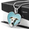 Whippet Dog Print Heart Pendant Luxury Necklace