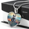 Cute Chartreux Cat Print Heart Pendant Luxury Necklace