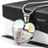Cute LaPerm Cat Print Heart Pendant Luxury Necklace