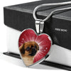 Tibetan Spaniel Print Heart Pendant Luxury Necklace