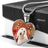 Afghan Hound Print Heart Pendant Luxury Necklace