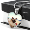 Balinese Cat Print Heart Pendant Luxury Necklace