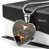 Texas Longhorn Cattle (Cow) Print Heart Pendant Luxury Necklace
