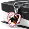 Tibetan Mastiff Dog Print Heart Pendant Luxury Necklace