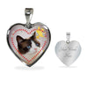Lovely Snowshoe Cat Print Heart Pendant Luxury Necklace