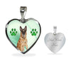 Belgian Malinois Dog Print Heart Pendant Luxury Necklace