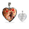 Bordeaux Mastiff Print Heart Pendant Luxury Necklace