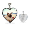 Balinese Cat Print Heart Pendant Luxury Necklace