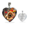 Tibetan Mastiff Print Heart Pendant Luxury Necklace