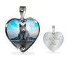 Chartreux Cat Print Heart Pendant Luxury Necklace