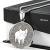 Cute Middle White Pig Print Circle Pendant Luxury Necklace