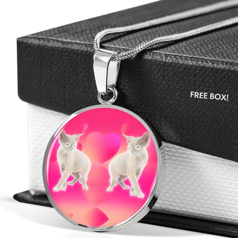 Devon Rex Cat Print Circle Pendant Luxury Necklace