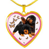 Tibetan Mastiff Dog Print Heart Pendant Luxury Necklace