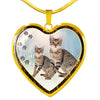Savannah Cat Print Heart Charm Necklaces