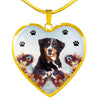 Bernese Mountain Dog Print Heart Charm Necklace