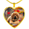 Tibetan Mastiff Print Heart Pendant Luxury Necklace