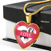 Bearded Collie Print Heart Pendant Luxury Necklace