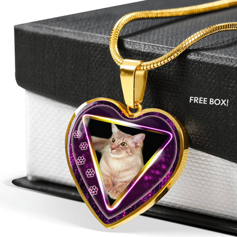 Javanese Cat Print Heart Charm Necklaces