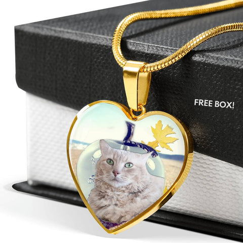 Cute LaPerm Cat Print Heart Pendant Luxury Necklace