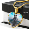 Chartreux Cat Print Heart Pendant Luxury Necklace