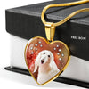 Afghan Hound Print Heart Pendant Luxury Necklace