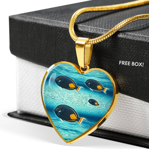 Achilles Tang Fish Print Heart Charm Necklace