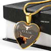Texas Longhorn Cattle (Cow) Print Heart Pendant Luxury Necklace