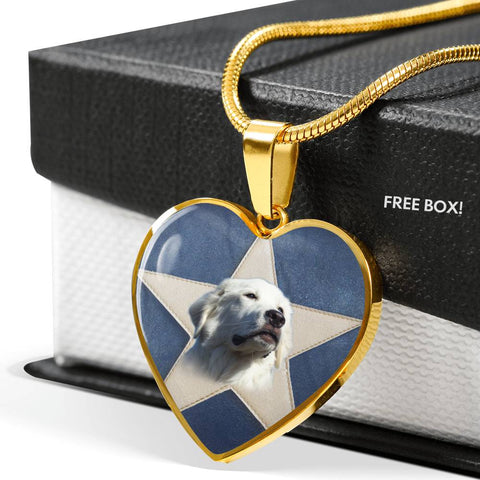 Great Pyrenees Print Heart Pendant Luxury Necklace