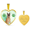 Belgian Malinois Dog Print Heart Pendant Luxury Necklace