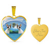 Cornish Rex Cat Print Heart Pendant Luxury Necklace
